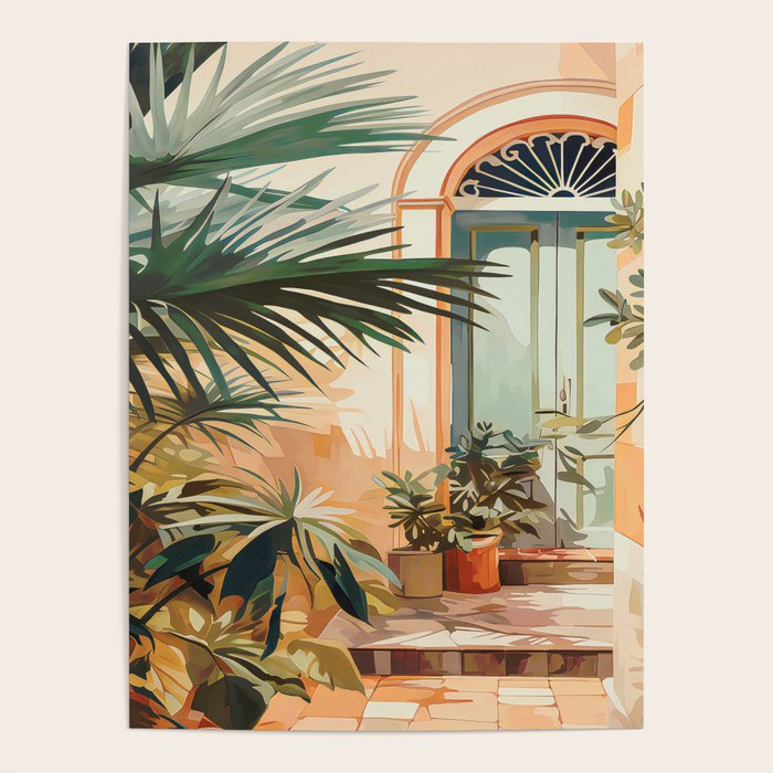 Villa Courtyard Mediterranean Art Poster Gallery Image 4