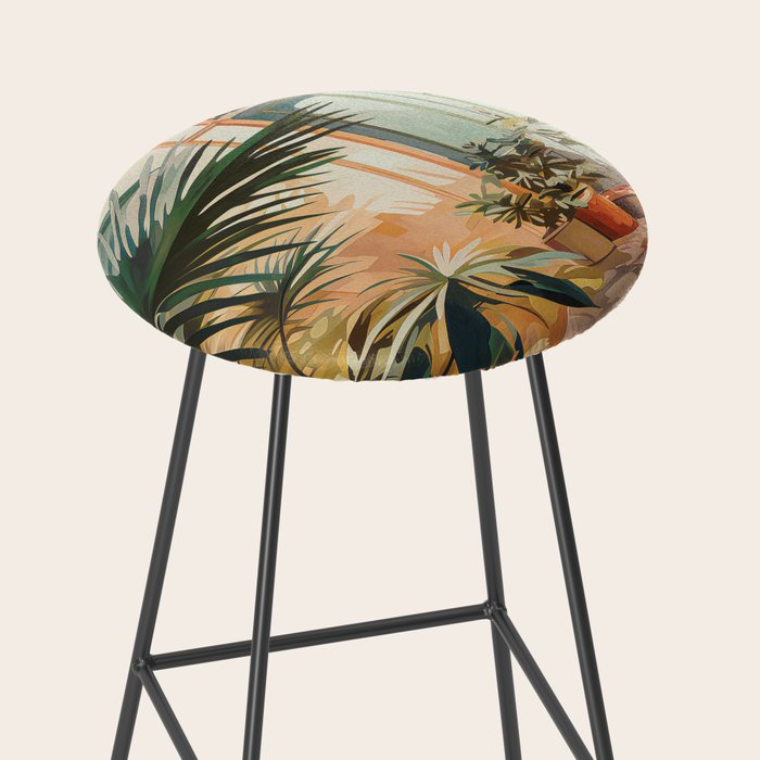 Villa Courtyard Mediterranean Art Stool Gallery Image 2