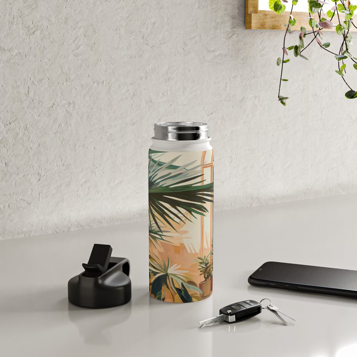 Villa Courtyard Mediterranean Art Water Bottle Gallery Image 4