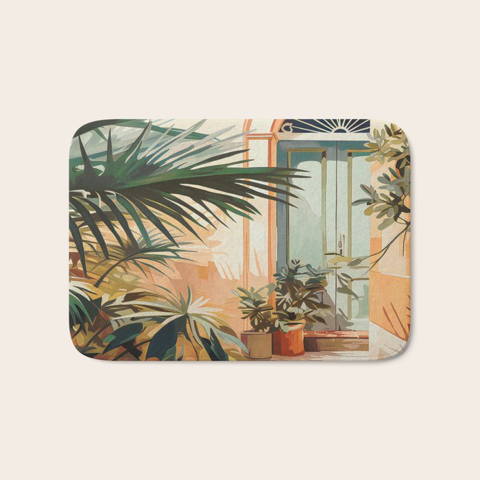 Villa Courtyard Mediterranean Art Bath Mat Gallery Image 1
