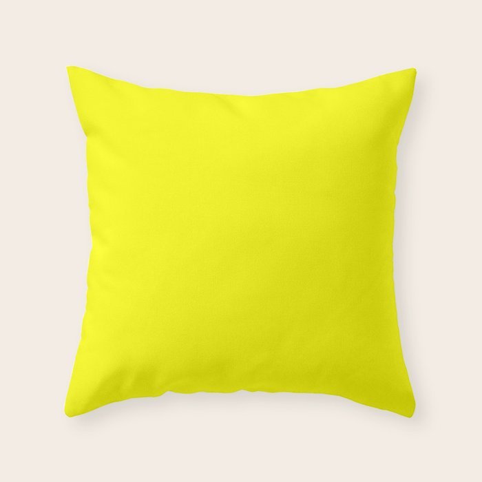 Bright Fluorescent Yellow Neon Throw Pillow Gallery Image 1