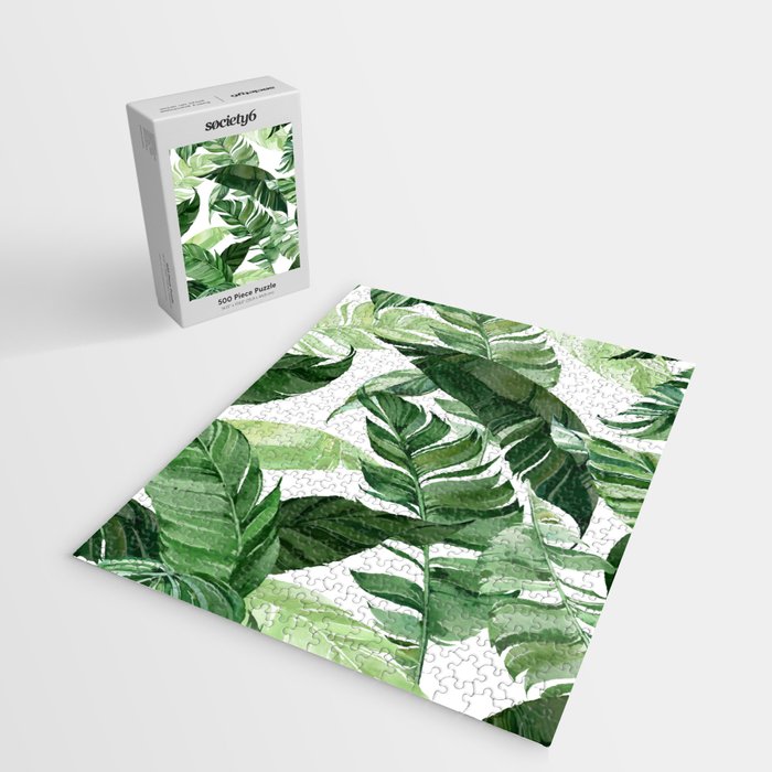 Green leaf watercolor pattern Jigsaw Puzzle Gallery Image 2