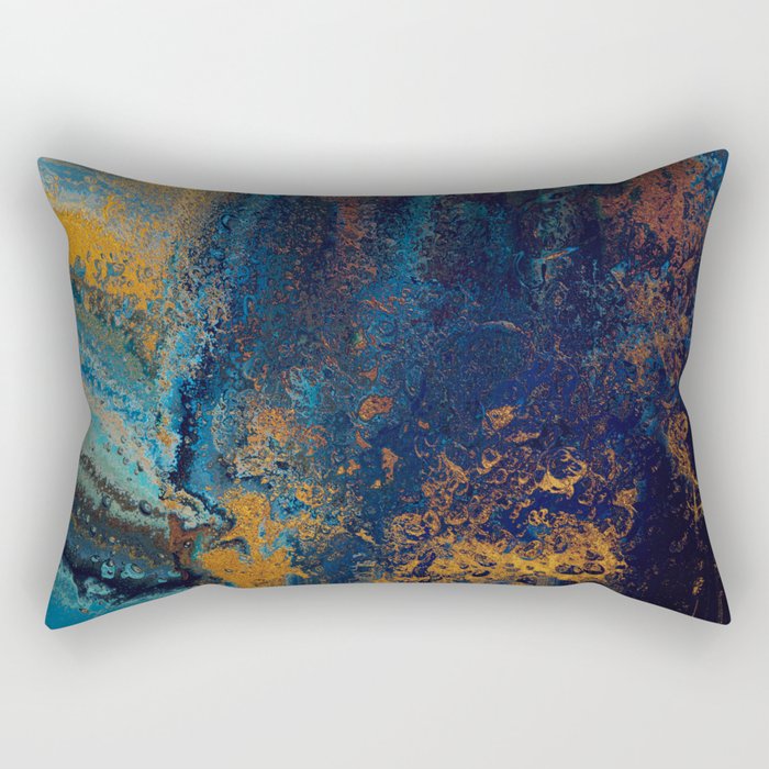 Blue Metallic Abstract Rectangular Pillow Gallery Image 2