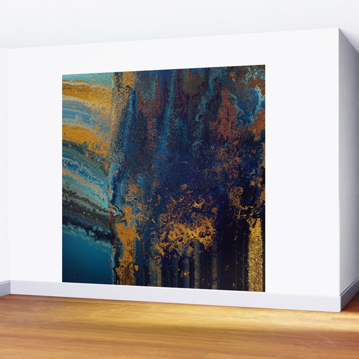 Blue Metallic Abstract Wall Mural Gallery Image 2