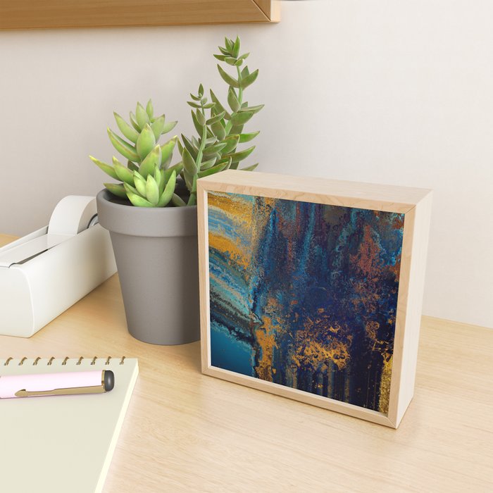 Blue Metallic Abstract Mini Art Print Gallery Image 2