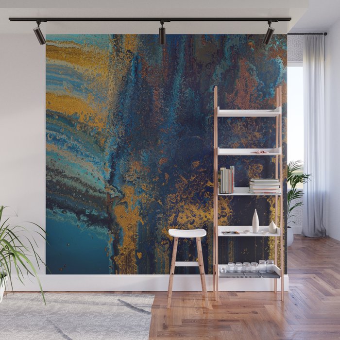 Blue Metallic Abstract Wall Mural Gallery Image 1