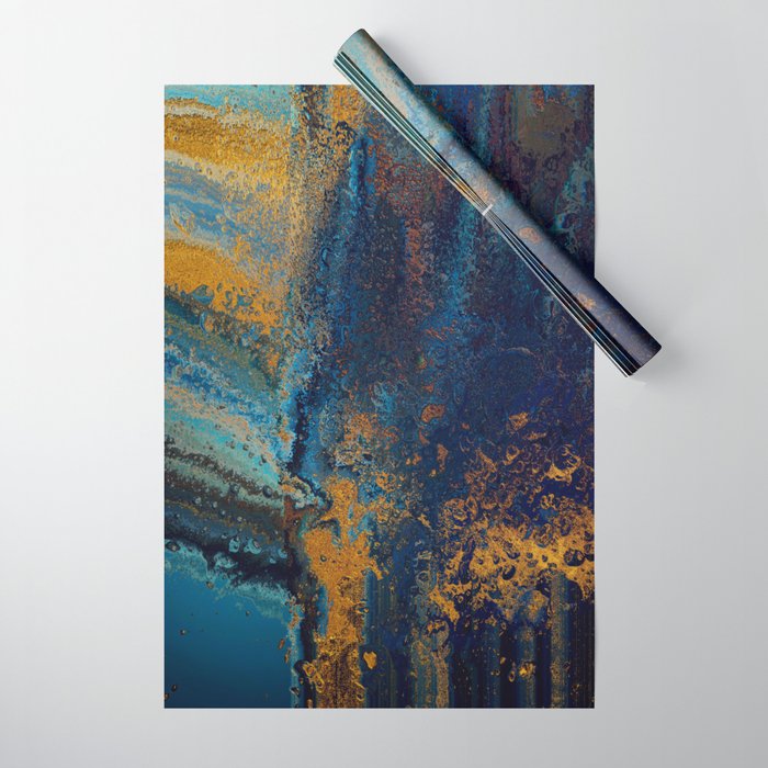 Blue Metallic Abstract Wrapping Paper Gallery Image 1