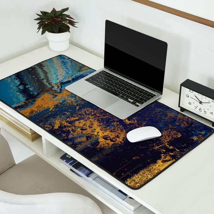 Blue Metallic Abstract Desk Mat Gallery Image 2