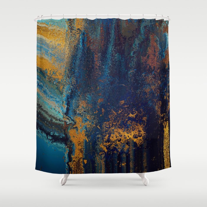 Blue Metallic Abstract Shower Curtain Gallery Image 1
