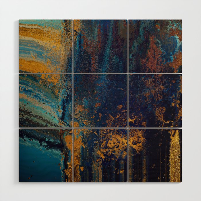 Blue Metallic Abstract Wood Wall Art Gallery Image 1
