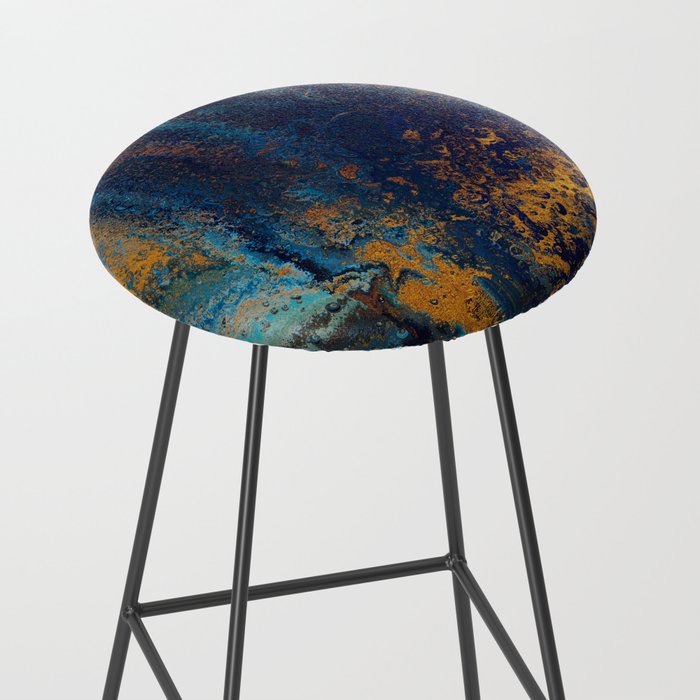 Blue Metallic Abstract Stool Gallery Image 2