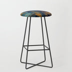 Blue Metallic Abstract Stool Gallery Image 1