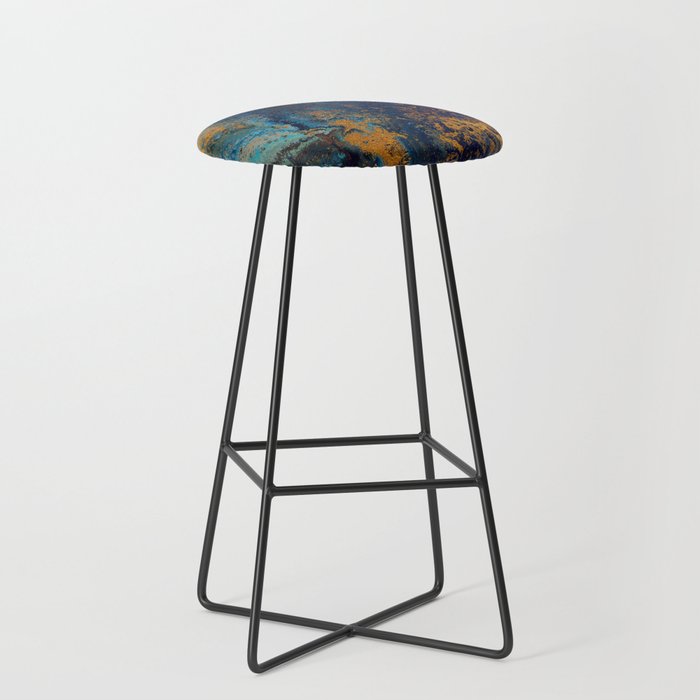 Blue Metallic Abstract Stool Gallery Image 1