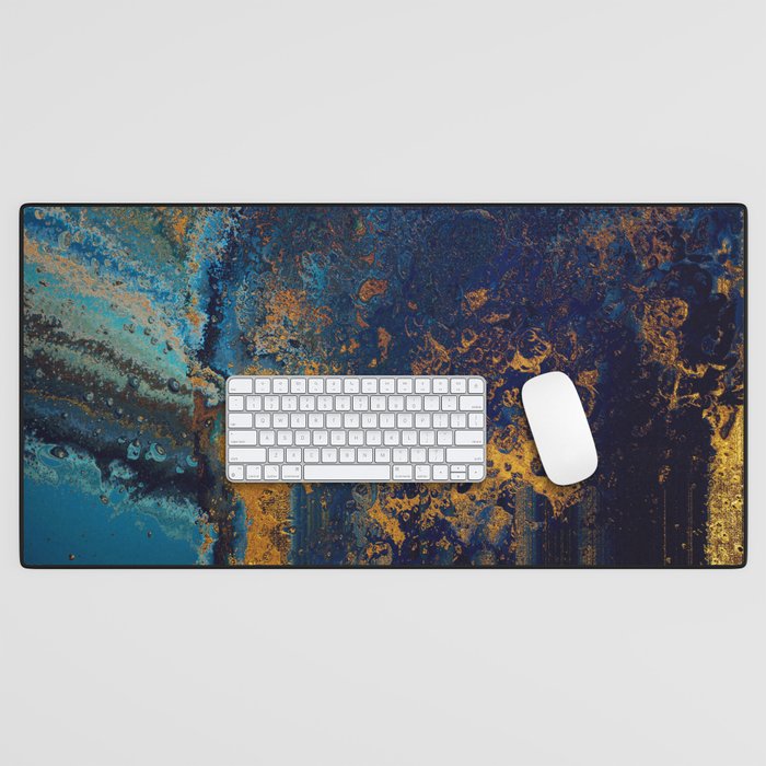 Blue Metallic Abstract Desk Mat Gallery Image 1