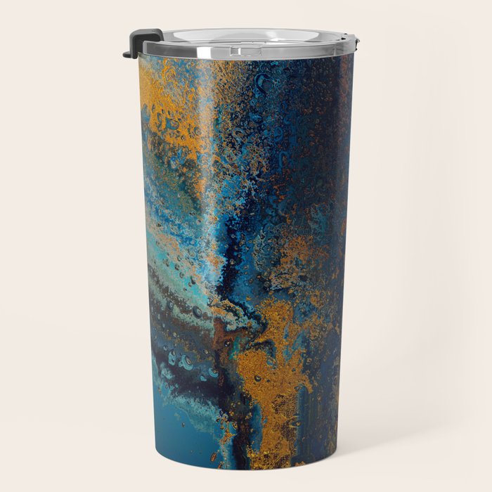 Blue Metallic Abstract Travel Mug Gallery Image 3