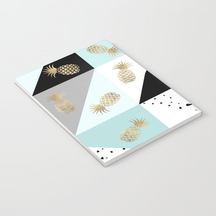 Pastel color block watercolor dots faux gold pineapple Notebook Gallery Image 3