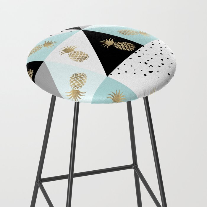 Pastel color block watercolor dots faux gold pineapple Stool Gallery Image 2