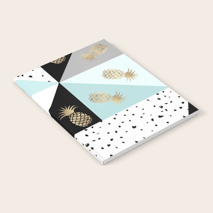 Pastel color block watercolor dots faux gold pineapple Notebook Gallery Image 2