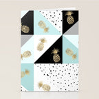 Pastel color block watercolor dots faux gold pineapple Stationery Card Gallery Image 2