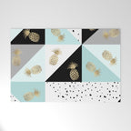 Pastel color block watercolor dots faux gold pineapple Welcome Mat Gallery Image 1