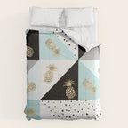 Pastel color block watercolor dots faux gold pineapple Comforter Gallery Image 6