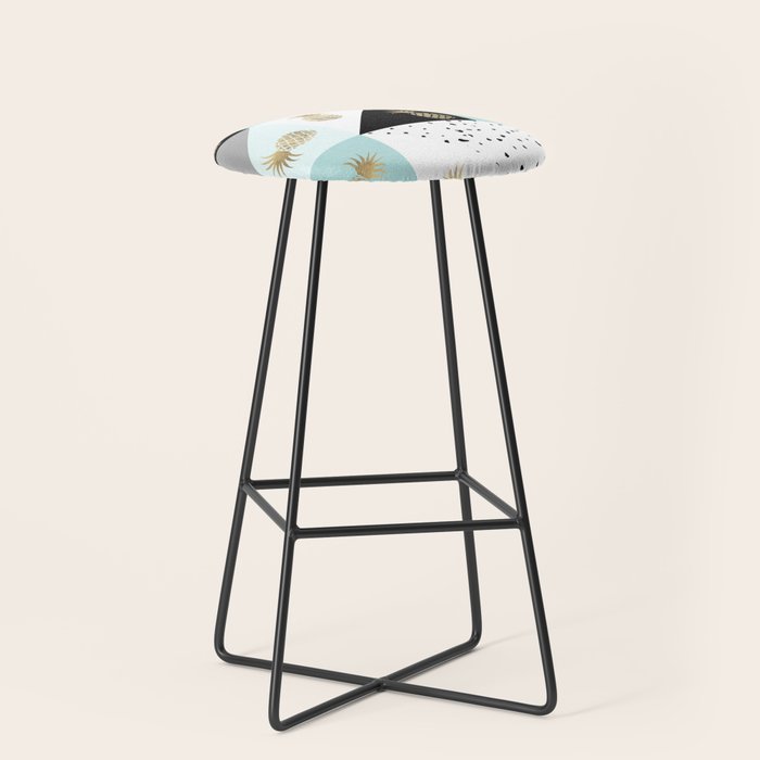 Pastel color block watercolor dots faux gold pineapple Stool Gallery Image 1