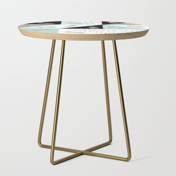 Pastel color block watercolor dots faux gold pineapple Side Table Gallery Image 1