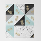 Pastel color block watercolor dots faux gold pineapple Throw Blanket Gallery Image 2