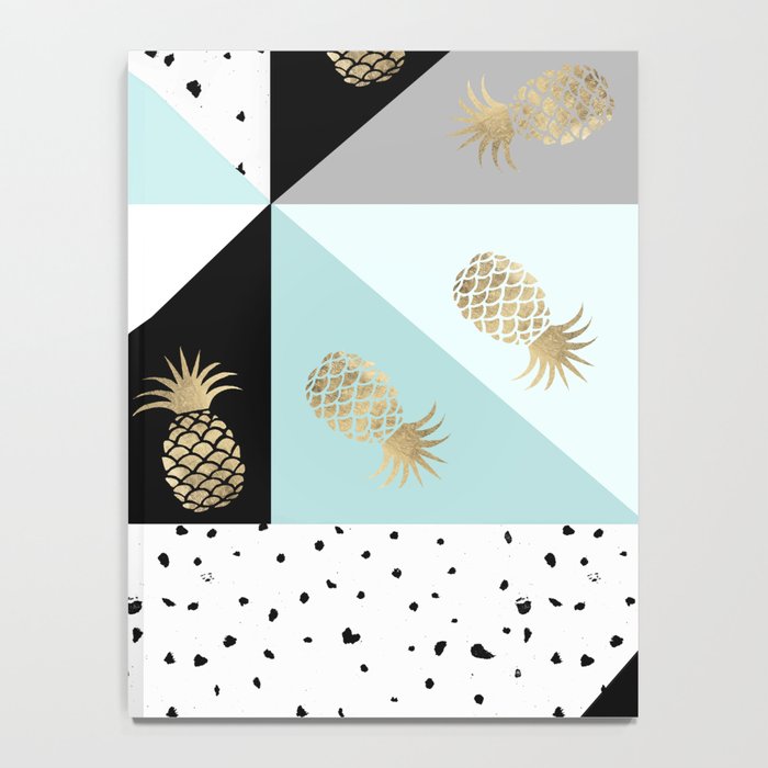 Pastel color block watercolor dots faux gold pineapple Notebook Gallery Image 4