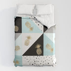 Pastel color block watercolor dots faux gold pineapple Duvet Cover Gallery Image 6