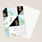 Pastel color block watercolor dots faux gold pineapple Stationery Card Gallery Image 2