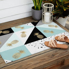 Pastel color block watercolor dots faux gold pineapple Outdoor Rug Gallery Image 2