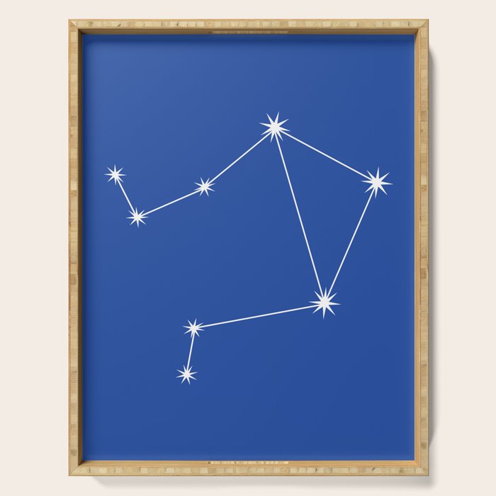 Libra Zodiac Star Constellation Line Art Vibrant Blue Serving Tray Gallery Image 1