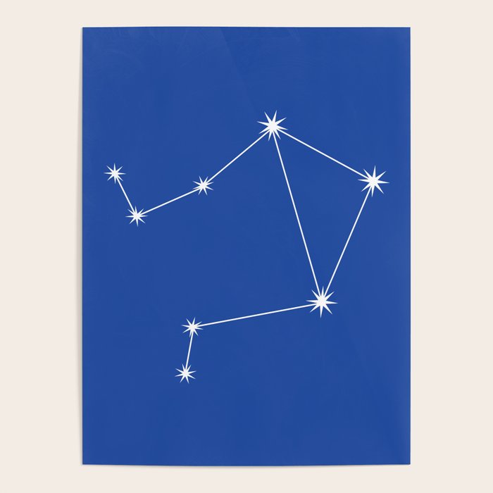 Libra Zodiac Star Constellation Line Art Vibrant Blue Poster Gallery Image 4