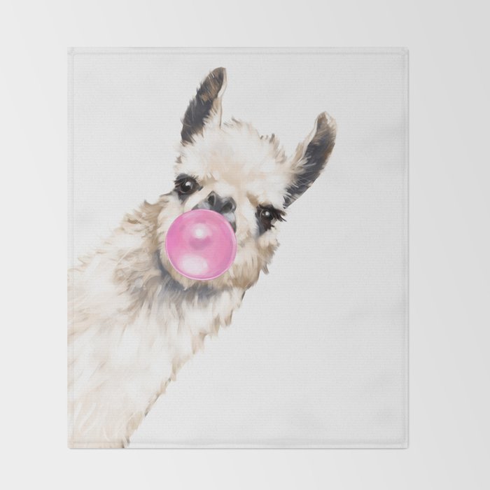 Bubble Gum Sneaky Llama Throw Blanket Gallery Image 2