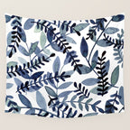 Watercolor branches - indigo Wall Tapestry Gallery Image 4