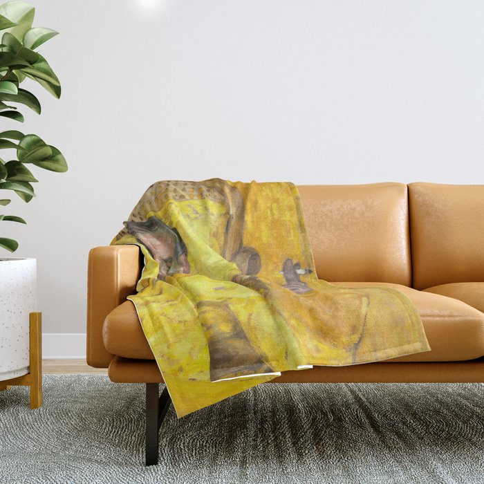 Man Portrait, Man in Yellow, Vintage Wall Art Throw Blanket Gallery Image 1