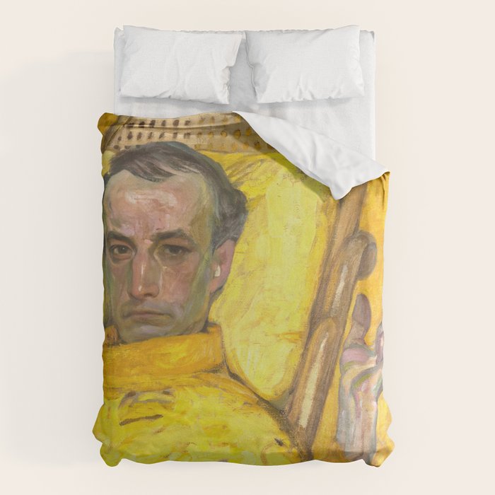Man Portrait, Man in Yellow, Vintage Wall Art Duvet Cover Gallery Image 6