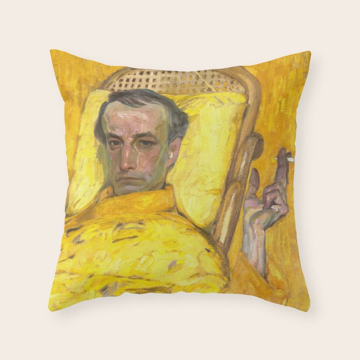 Man Portrait, Man in Yellow, Vintage Wall Art Throw Pillow Gallery Image 1