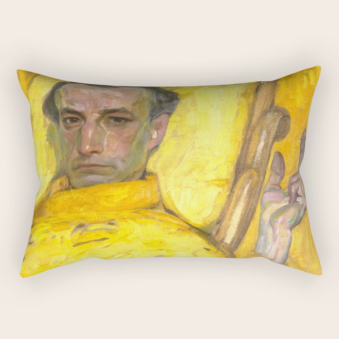 Man Portrait, Man in Yellow, Vintage Wall Art Rectangular Pillow Gallery Image 2