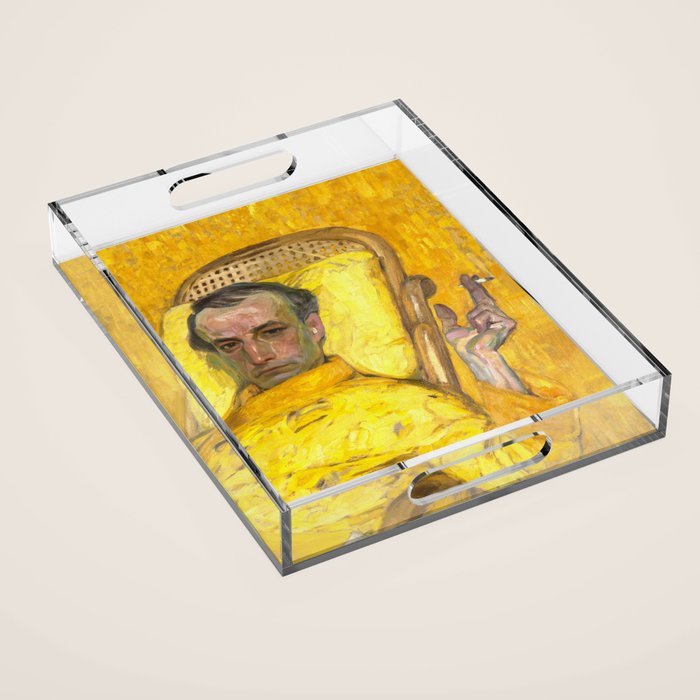Man Portrait, Man in Yellow, Vintage Wall Art Acrylic Tray Gallery Image 1