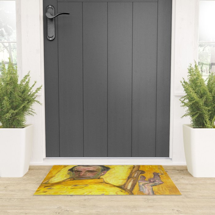 Man Portrait, Man in Yellow, Vintage Wall Art Welcome Mat Gallery Image 3