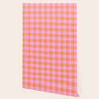 Checkered Plaid in Pink and Orange Wallpaper Gallery Image 2