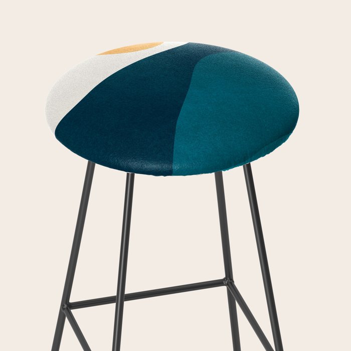 Teal Mountains Minimal Landscape Stool Gallery Image 2