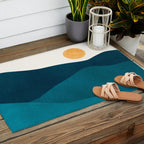 Teal Mountains Minimal Landscape Outdoor Rug Gallery Image 2