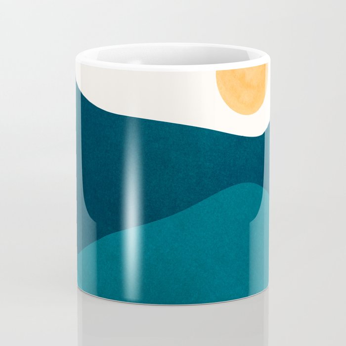 Teal Mountains Minimal Landscape Coffee Mug Gallery Image 4