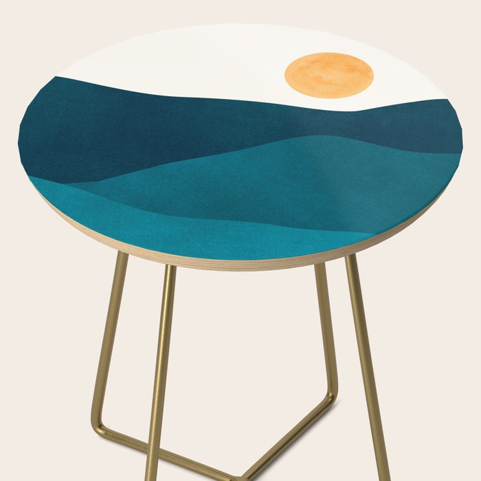 Teal Mountains Minimal Landscape Side Table Gallery Image 2