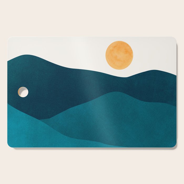 Teal Mountains Minimal Landscape Cutting Board Gallery Image 1