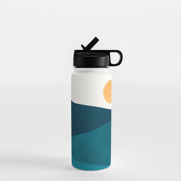 Teal Mountains Minimal Landscape Water Bottle Gallery Image 1