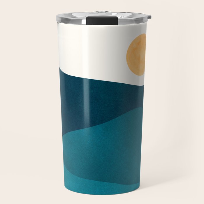 Teal Mountains Minimal Landscape Travel Mug Gallery Image 1